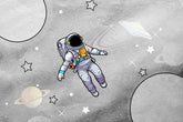 Spacemen texture featuring floating astronauts over a starry galaxy background.